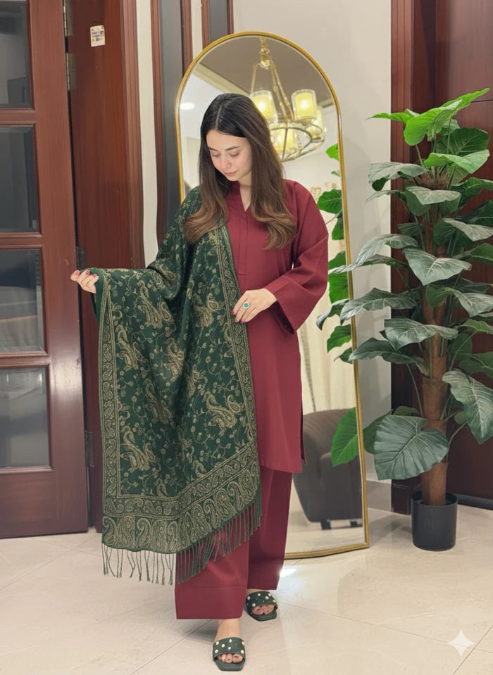 Maroon Dhanak Farshi Shalwar 2Pc