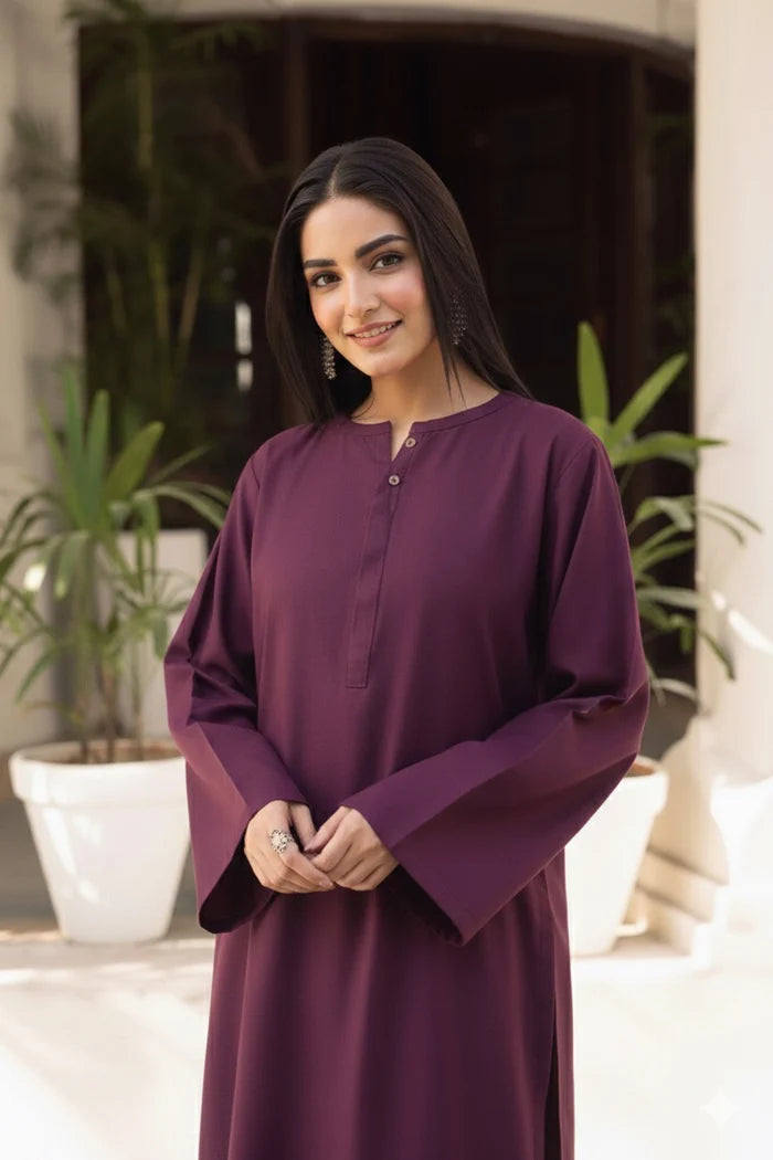Purple Dhanak long Shirt 2Pc