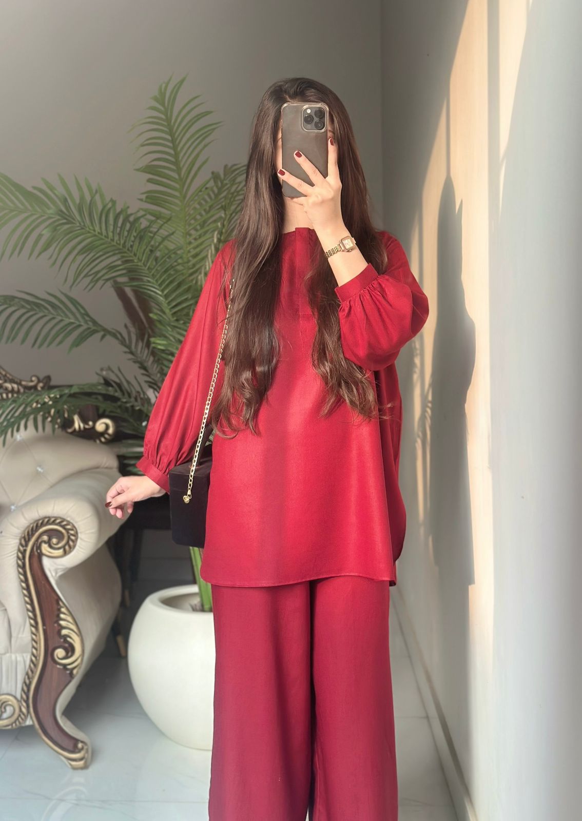 Summer Cotton Lawn – Maroon Coord set